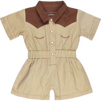 LOvedbaby Organic Cotton Western Romper in Oatmeal at Nordstrom, Size 18-24M