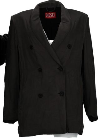 Diesel Neutrals Double-Breasted Fluid Viscose Blazer