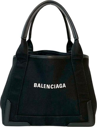 Balenciaga Tweedehands Canvas Marine Cabas Tote S