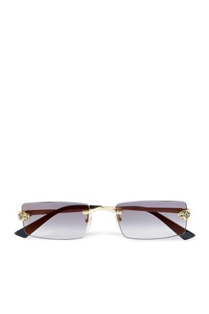 Cartier Panthère de Cartier Rectangular-Frame Rimless Gold-Tone Sunglasses