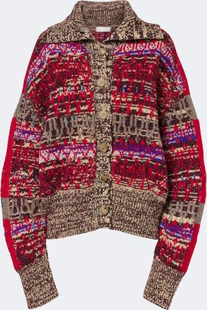 Dries Van Noten Cardigan oversize in lana e cashmere jacquard