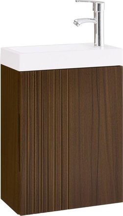 SoBuy Sobuy Bzr196-br Armario Colgante Para Cuarto De Ba&ntilde;o Con 1 Puerta Y 1 Lavabo Marr&oacute;n 40 X 22 X 56 Cm
