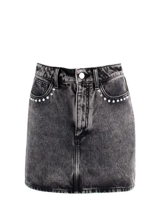 Alessandra Rich Washed Black Denim Mini Skirt Size 28/71