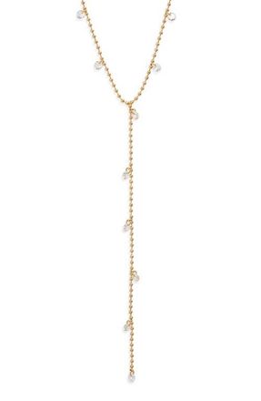 Nordstrom Scattered Cubic Zirconia Y-Necklace in Clear- Gold at Nordstrom