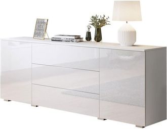 Mirjan24 Mobilier1 - C&oacute;moda Sarasota 129, Blanco + Blanco Brillante, Con Cajones Y Puertas, N&uacute;mero De Cajones: 0, 68x150x39cm