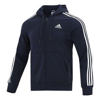adidas Mens adidas 3S Fl Fz Hd Cardigan Jacket Navy Blue GK9053