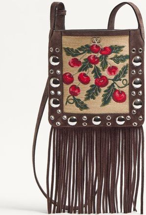 Valentino Garavani Valentino Garavani Nellc&ocirc;te Small Shoulder Bag In Jacquard Raffia With Cherryfic Pattern Wo