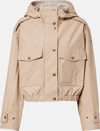 Moncler Carex cropped hooded cotton-blend poplin jacket