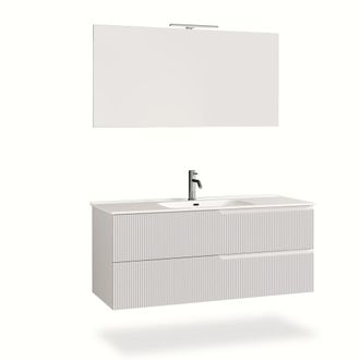 Aquadesign Mueble de ba&ntilde;o de 4 piezas en mdf blanco mate