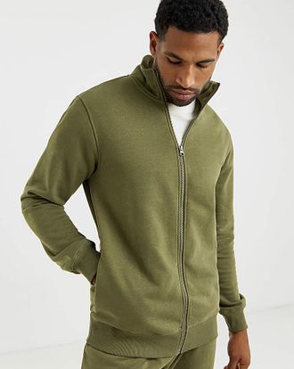 Jacamo Full Zip Funnel Neck Sweatshirt Long