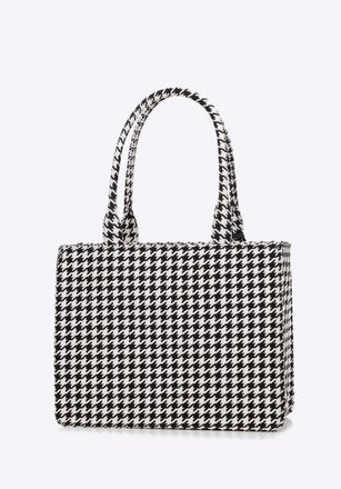 Wittchen Dames Jacquard Tassel Shopper Bag Zwart en Wit Katoen