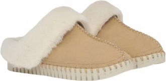 Ilse Jacobsen Womens Tulip Faux Fur Trim Slippers In Cream
