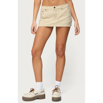 Edikted Camelia Denim Miniskort in Beige at Nordstrom, Size X-Large