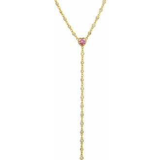 Savvy Cie Jewels By the Yard Cubic Zirconia Y-Necklace in Gold/pink at Nordstrom Rack
