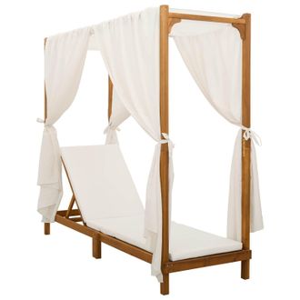 vidaXL Vidaxl Lettino Sole Singolo Con Tettoia E Tendine Crema
