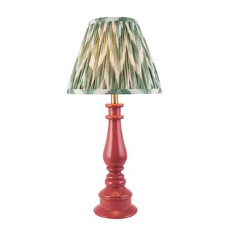 Netlighting Myrtle Pink Table Lamp Green Fabric Zigzag Shade 25cm B22