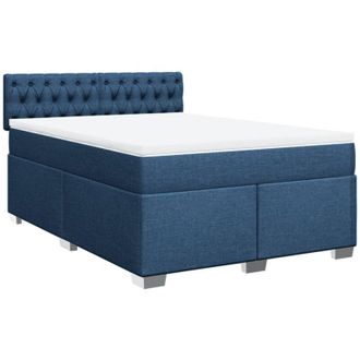 vidaXL Cama Box Spring Con Colch&oacute;n Tela Azul 160x200 Cm Vidaxl