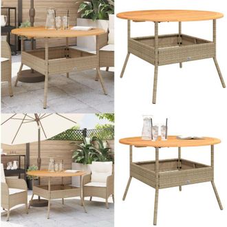 vidaXL Tavolo Giardino Piano Legno Acacia Beige &Oslash;110x71 cm Polyrattan - Tavolo in legno acacia - Tavolo da giardino in rattan