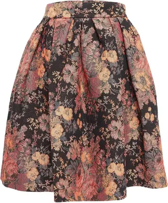 Maje floral-jacquard skirt - Black