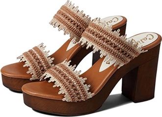 Californians Chrissy Sandals Camel Slip-On Open Toe Block Heel ZAP772