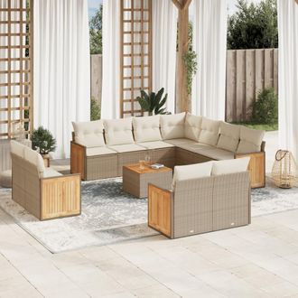 vidaXL Set De Sof&aacute;s De Jard&iacute;n 12 Pzas Y Cojines Rat&aacute;n Sint&eacute;tico Marr&oacute;n Vidaxl