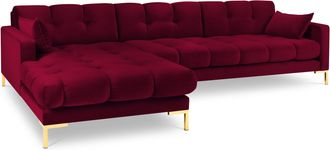 BLOOMINGLOFT Design-Ecksofa Mamaia Samt - Dunkelrot