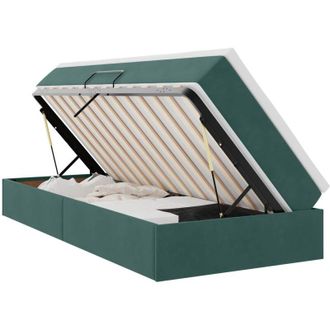 vidaXL Storage Bed with Mattress Dark Green 90 x 190 cm Velvet vidaXL