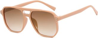 Generic Square Mens Large Frame Sunglasses Vacation Womens Driving Sun Glasses(Beige)