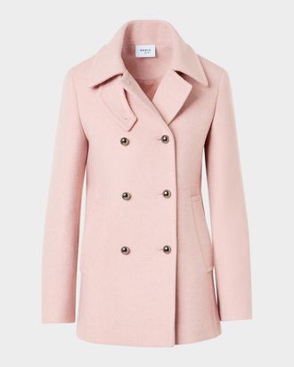 Akris Felted Wool Double-Breasted Peacoat
