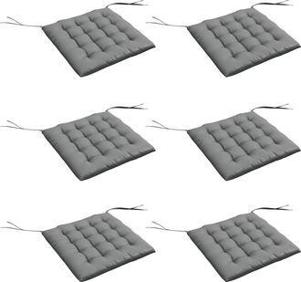 OUTSUNNY Juego De 6 Cojines Para Sillas De Comedor, 40x40 Cm, 6 Piezas, Cojines Para Sillas De Jard&iacute;n Acolchados Con Cintas Y Fundas Extra&iacute;bles, Gris