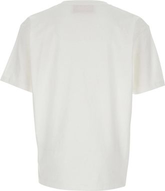 Valentino Mens White Crewneck T-Shirt With Logo Print Cotton T-Shirts And Polos
