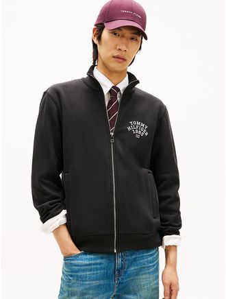 Tommy Hilfiger Mens Arch Logo Flex Fleece Zip Sweatshirt - Black - XXL