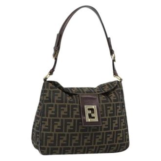 Fendi Pre-owned Shoulder Bags, female, Brown, Size: ONE SIZE Pre-owned Zucca Canvas Shoulder Bag
