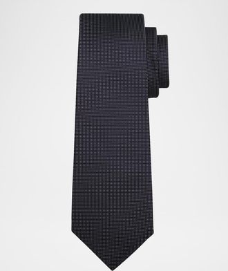 Kiton Men & apos;s Micro-Pindot Silk 7-Fold Tie