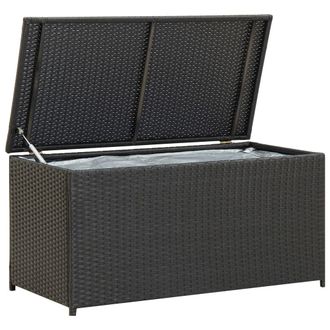 Berkfield Home Garden Storage Box Poly Rattan 100x50x50 cm Black | Size: 100 x 50 x 50 cm