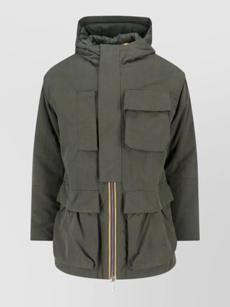 K-Way hooded cotton canvas coat adjustable cuffs