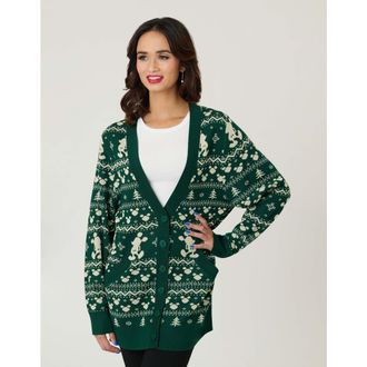 Unique Vintage Printed Knit Long Cardigan in Green at Nordstrom, Size X-Small