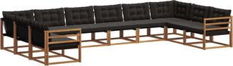 vidaXL Conjunto De Sof&aacute;s De Exterior 10 Uds. Natural Y Negro Vidaxl