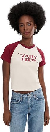 Salty Crew Sailor Delight Raglan T-Shirts Womens Clothing Plum : MD, Cotton