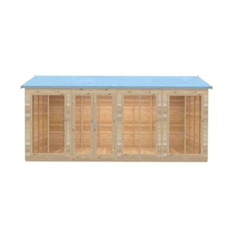 Shires Mayfield 16 x 8 Summerhouse - Wood - L239 x W476 x H229 cm in Light Brown