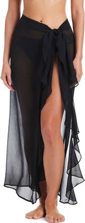 Bleu Rod Beattie Ruffle Sheer Cover-Up Sarong in Black at Nordstrom, Size Medium