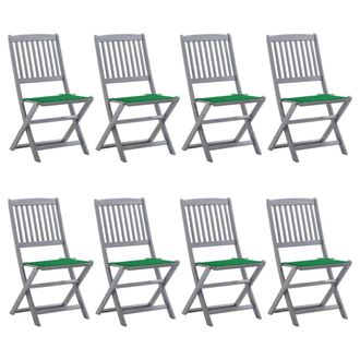 vidaXL Plegado Sillas Exteriores 8 Piezas Con Almohadillas Masivas De Acacia