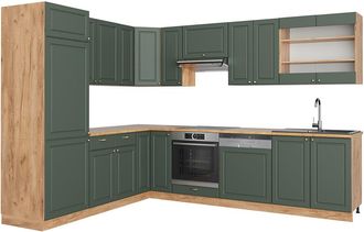 Vicco Cocina Esquinera Fame-line, Green-gold Country/gold Power Roble, 227 X 287 Cm, Et Roble