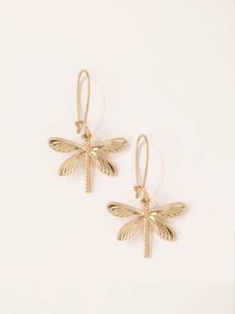 Fat Face FatFace Gold Tone Dragonfly Earrings