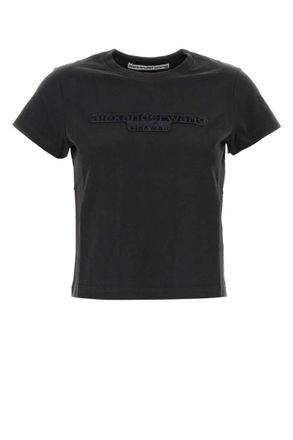 Alexander Wang Black Crewneck Embroidered Logo T-Shirt