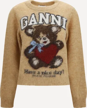 Ganni Maglione girocollo in alpaca con grafica Woman XS