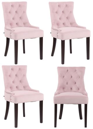 Clp Clp - Juego De 4 Sillas De Comedor Aberdeen En Terciopelo Rosado Antiguo