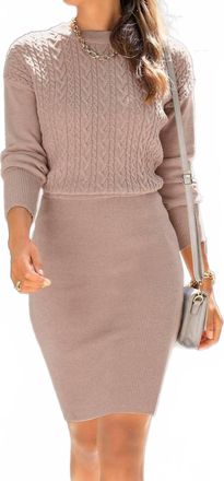 Lascana Cable Knit Sweater Dress In Beige