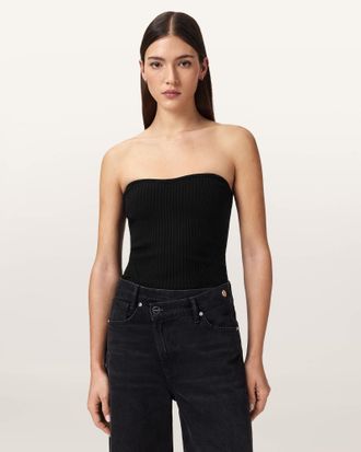 AllSaints Viscose Cruz Bandeau Slim Fit Top, Size: XS