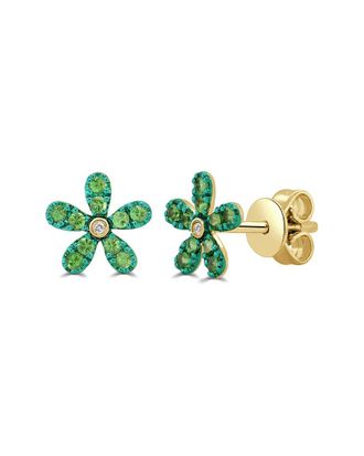 Sabrina Designs 14K 0.27 Ct. Tw. Diamond & Tsavorite Flower Studs